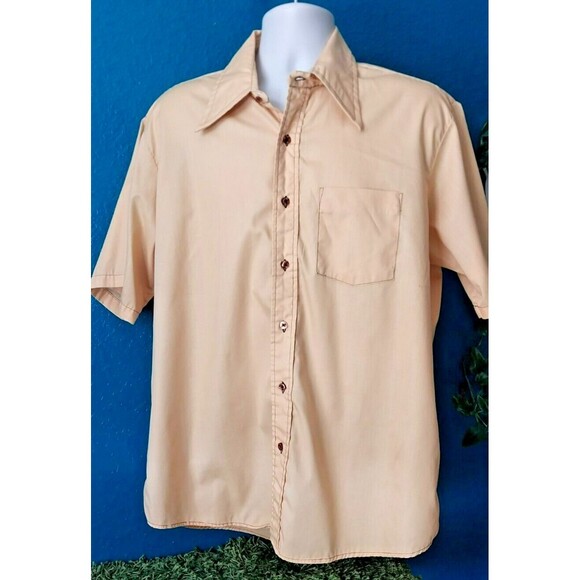 Vintage Towncraft Mens XL Tapered Yellow Dragon Short Sleeve Button Shirt - Picture 1 of 10